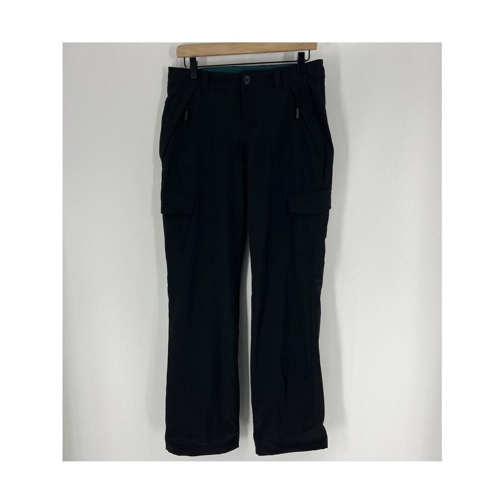 Eddie Bauer Hiking Pants 4 Womens Black Polar Fleece Lined Water Repellent Cargo